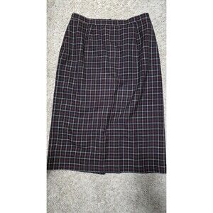 Sag Harbor Plaid Midi  Skirt Black Red White 16W Polyester Rayon plus size y2k